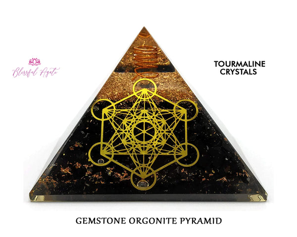 Black Tourmaline Crystal Gemstone EMF Pyramids.( Metatron Pyramid )