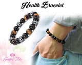 Triple Protection Bracelet, Tiger Eye, Hematite + Black Obsidian Beaded Bracelet