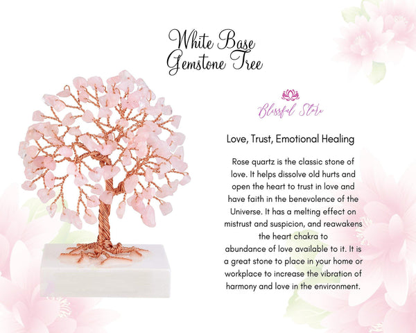 Rose Quartrz White Base Gemstone Tree - www.blissfulagate.com