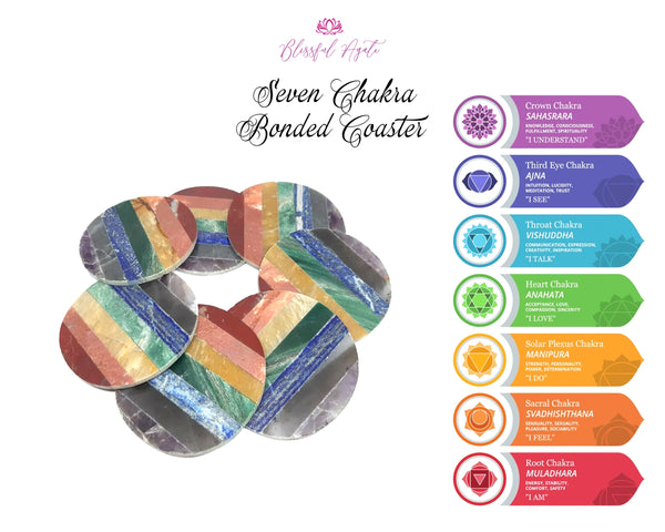Seven Chakra Stones Bonded Coaster / Water Charging Plate.