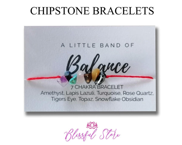 Seven Chakra Gemstone Chipstone Bracelet - www.blissfulagate.com