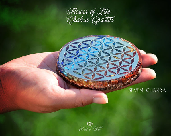 7 Chakra Flower of Life Orgone Water Charging Plate / Coaster