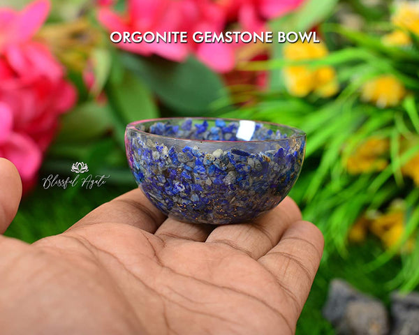 Orgonite Lapis Lazuli Gemstone Bowl. - www.blissfulagate.com