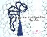 108 Beads Natural Gemstone Lapiz Lazuli with Buddha Charm Japa Mala 8mm - www.blissfulagate.com