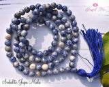 108 Beads Natural Gemstone Pure Sodalite Stones Japa Mala 8mm - www.blissfulagate.com