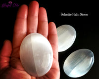 Polished Selenite Palm Stone Metaphysical Healing Stone