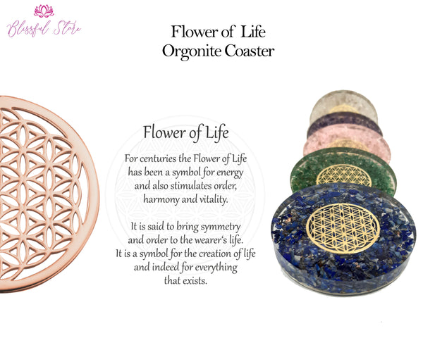 Flower Of Life Gemstone Crystal Water Charging Plate / Coaster - www.blissfulagate.com