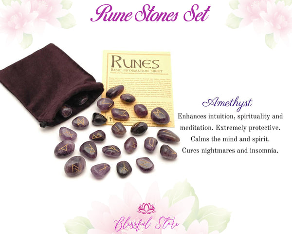 Amethyst Rune Stone Set - www.blissfulagate.com