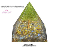 Peridot Gemstone Tree Crystal EMF Pyramids.