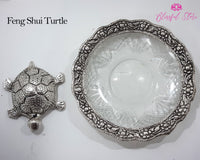 Feng Shui Glass Plate Turtle Vastu Tortoise Silver Color - www.blissfulagate.com
