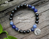 Black Onyx And Sodalite Mix 108 Mala Bracelet Combo - www.blissfulagate.com