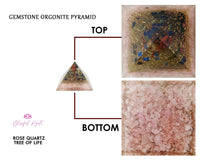 Rose Quartz Crystal Gemstone Tree of Life EMF Pyramids.