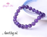 Genuine Natural Purple Amethyst Beaded Bracelet