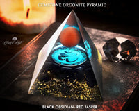 Black Obsidian with Red Jasper Sphere Crystal Gemstone EMF Pyramids.