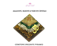 Malachite Mix Crystal Gemstone EMF Pyramids. ( Om Pyramid )