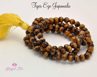 108 Beads Natural Gemstone Pure TigerEye Stones Japa Mala 8mm - www.blissfulagate.com