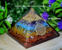 Seven Chakra Crystal Flower of Life Gemstone EMF Pyramids.