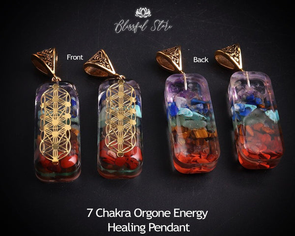7 Chakra Orgone Healing Pendant - www.blissfulagate.com
