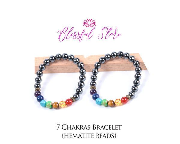 Seven Chakra Hematite Bracelet