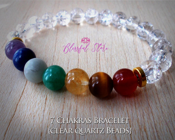 Seven Chakra Clear Quartz Bracelet