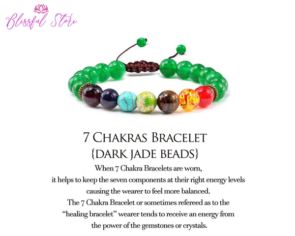 Seven Chakra Dark Jade Bracelet