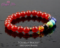 Seven Chakra Red Jade Bracelet