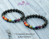 Seven Chakra lava Beads Bracelet