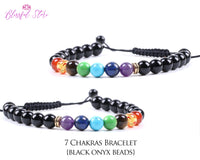 Seven Chakra Black Onyx Bracelet
