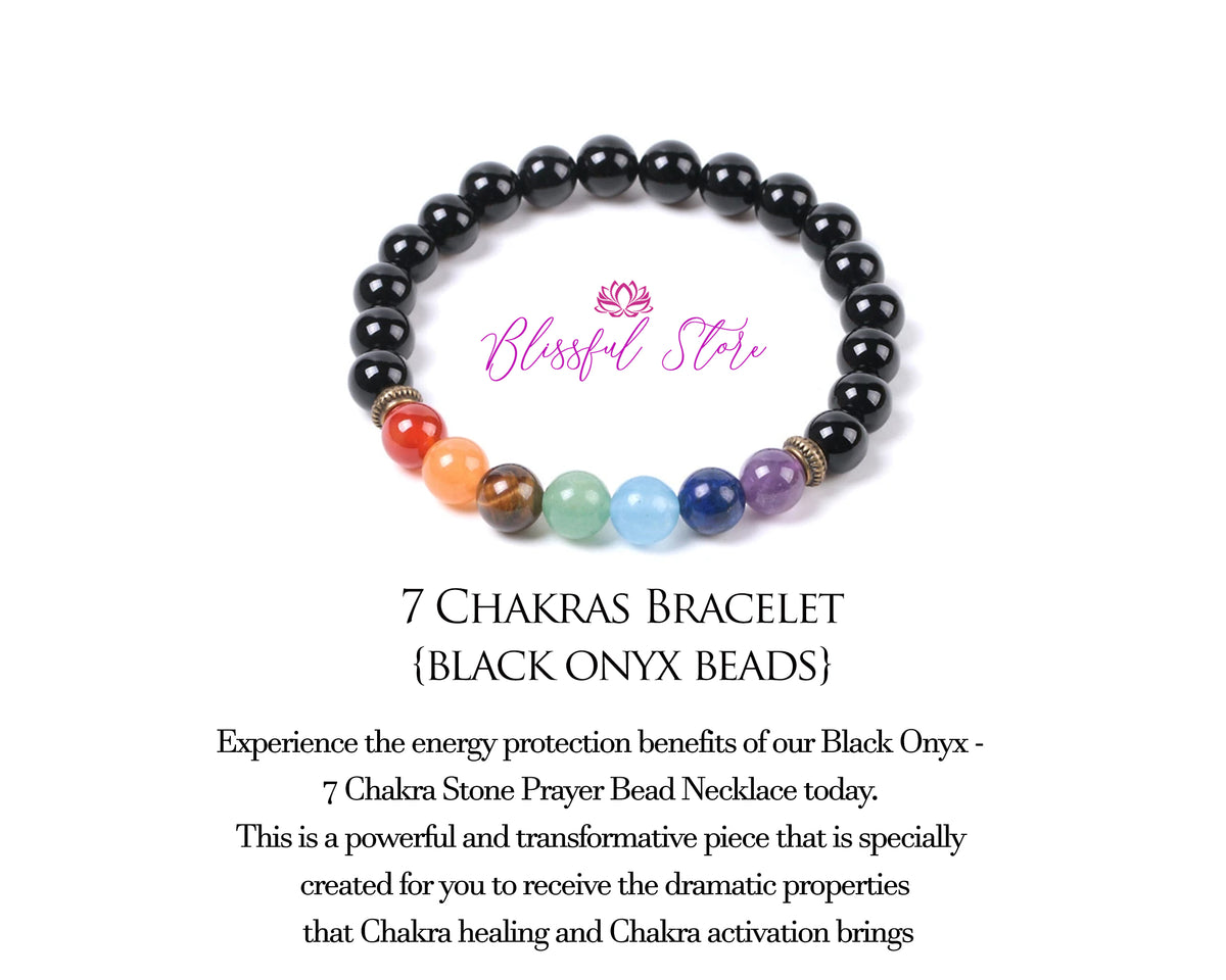 Bracelet onyx 7 chakras - HABIBA JEWELLERY