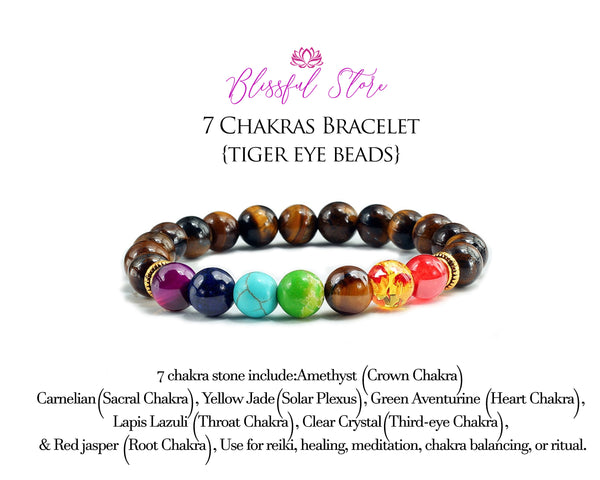 Seven Chakra Tiger Eye Bracelet