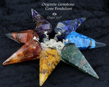 Orgonite Amazonite Chipstone Cone Resin Boho Style Pendulum - www.blissfulagate.com