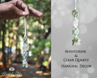 Clear Quartz And Aventurine Tumbled Stone Hanging Ornament - www.blissfulagate.com