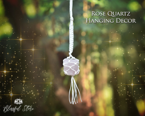 Rose Quartz Raw Stone Hanging Ornament