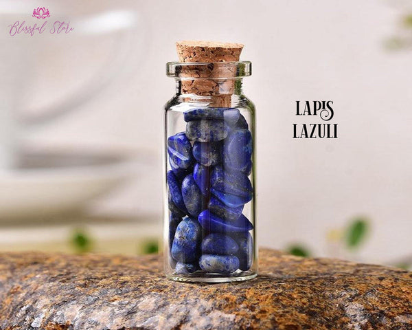 Orgonite Lapis Lazuli Gemstone Mini Bottle Wishing Bottle - www.blissfulagate.com