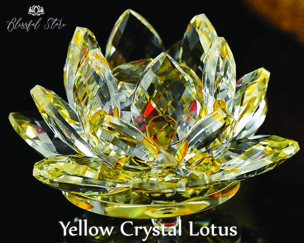 Yellow Color Crystal Lotus - www.blissfulagate.com