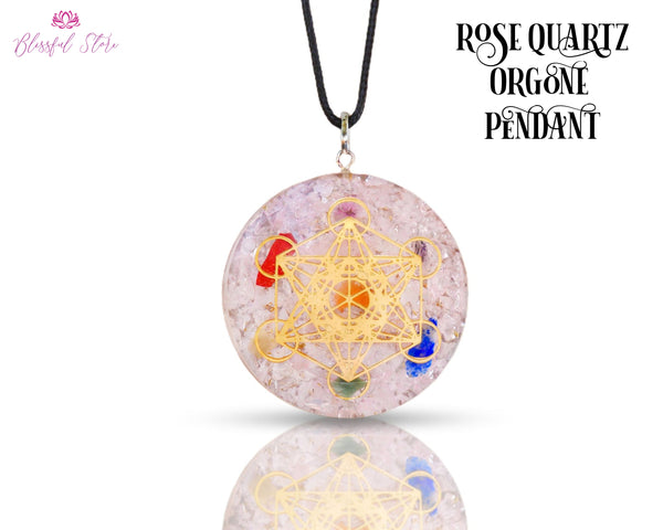 Orgonite Rose Quartz Gemstone Pendant - www.blissfulagate.com