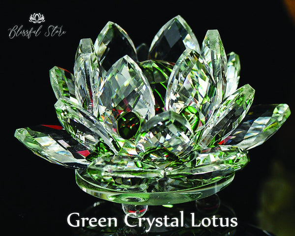 Green Color Crystal Lotus - www.blissfulagate.com