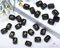 Black Obsidian Rune Stones Set - www.blissfulagate.com