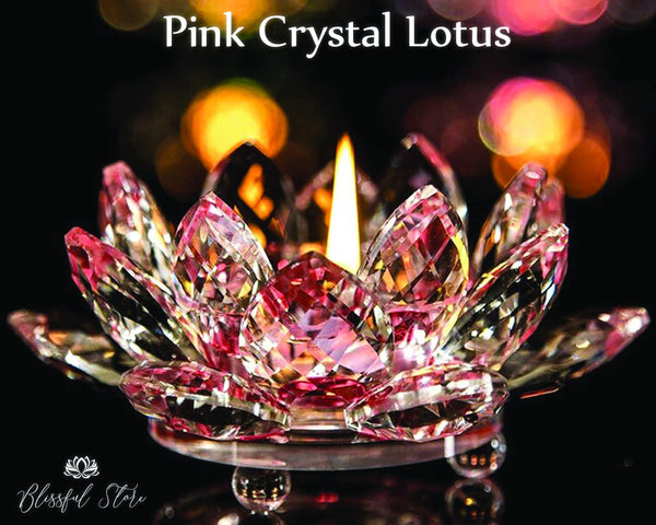 Pink Color Crystal Lotus - www.blissfulagate.com