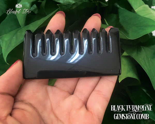 Orgonite Gemstone Black Obsidian Hair Comb - www.blissfulagate.com