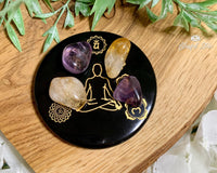Seven Chakra Engraved Tourmaline Charging Coaster - www.blissfulagate.com