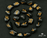 Black Obsidian Rune Stones Set - www.blissfulagate.com