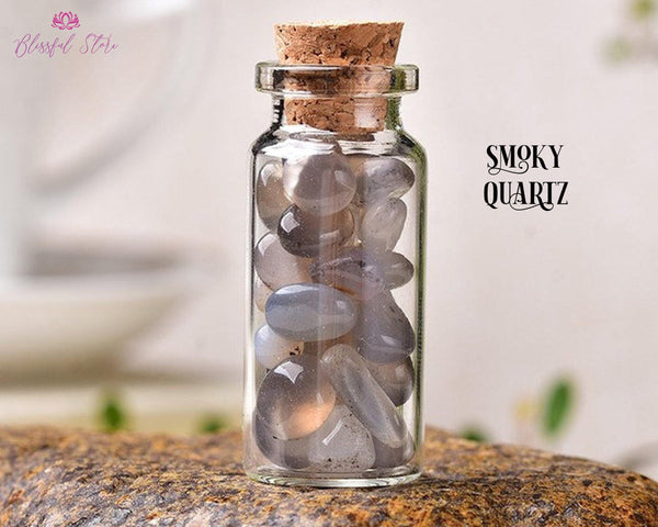 Orgonite Smoky Quartz Gemstone Mini Bottle Wishing Bottle - www.blissfulagate.com