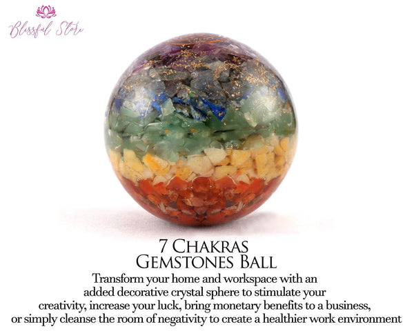 Seven Chakra Orgonite EMF Sphere - www.blissfulagate.com