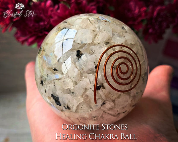 Moonstone Gemstone Orgone EMF Sphere - www.blissfulagate.com