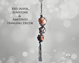 Amethyst , Sunstone and Red Jasper Stone Hanging Ornament - www.blissfulagate.com