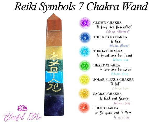 Reiki Symbol Seven Chakra Multi Stone Wand