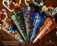 Orgonite Amazonite Chipstone Cone Resin Boho Style Pendulum - www.blissfulagate.com