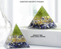 Peridot Gemstone Tree Crystal EMF Pyramids.