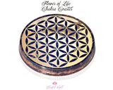 Black Tourmaline Flower of Life Orgone ( Golden Chakra ) Water Charging Plate / Coaster